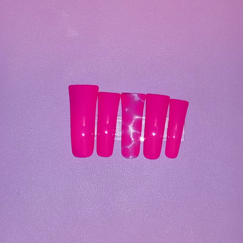 10pcs 2XL Duckbill Pink with Blooming Gel Accent Press On Nails